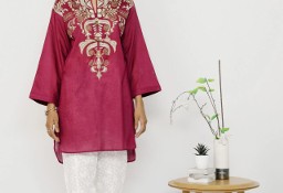 Nowa tunika indyjska kurti kameez bawełna fiolet hippie boho orient S 36 M 38