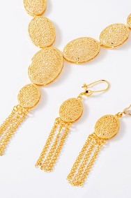 Nowy komplet biżuterii arabskiej kolczyki naszyjnik złoty kolor kwiaty boho -2