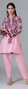 Lużna tunika XXL 44 3XL 46 różowa bawełna kameez floral kwiaty etno boho-4