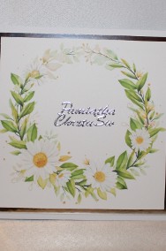 Kartka w pudełku na Chrzest Święty srebrna kwiaty stokrotki -3