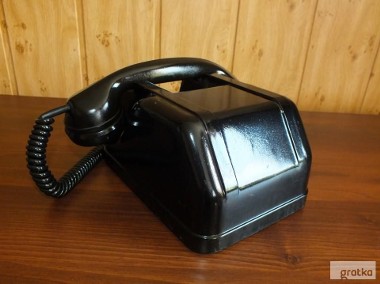 Stary wojskowy telefon w czarnym bakelicie Unikat Retro!-1