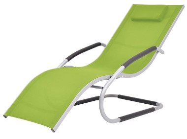 vidaXL Leżak z poduszką, aluminium i textilene, zielony47780-1