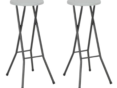 vidaXL Składane stołki barowe, 2 szt., HDPE i stal, białe 44562-1