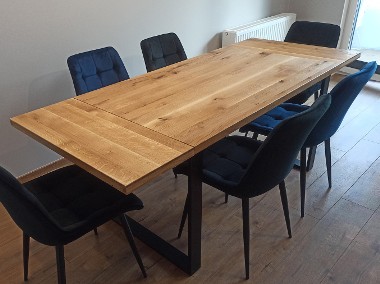 Dębowy stół z dostawkami - Nowoczesny drewniany loft lity-1