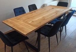 Dębowy stół z dostawkami - Nowoczesny drewniany loft lity