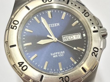 CITIZEN Sapphire WR100 Zegarek męski 38mm BRANSOLETA masywny DIVER OKAZJA-1