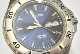 CITIZEN Sapphire WR100 Zegarek męski 38mm BRANSOLETA masywny DIVER OKAZJA