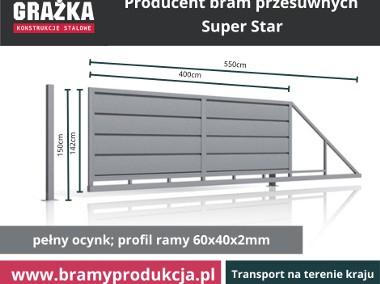 Super Star - brama przesuwna z poziomymi pasami blachy, bez prześwitu-1