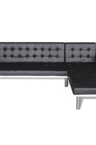 vidaXL Sofa narożna z funkcją rozkładania, sztuczna skóra, czarna244328-2