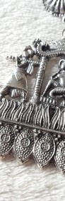 Kolczyki indyjskie scenka duże wiszące srebrny kolor retro boho etno bohemian-3