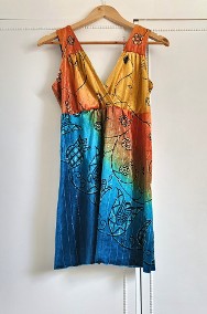 Sukienka welurowa kolorowa S M vintage y2k boho gypsy cyganeria pomarańcz-2