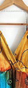 Sukienka welurowa kolorowa S M vintage y2k boho gypsy cyganeria pomarańcz-4