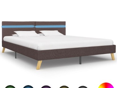 vidaXL Rama łóżka z LED, taupe, tkanina, 180 x 200 cm 284869-1