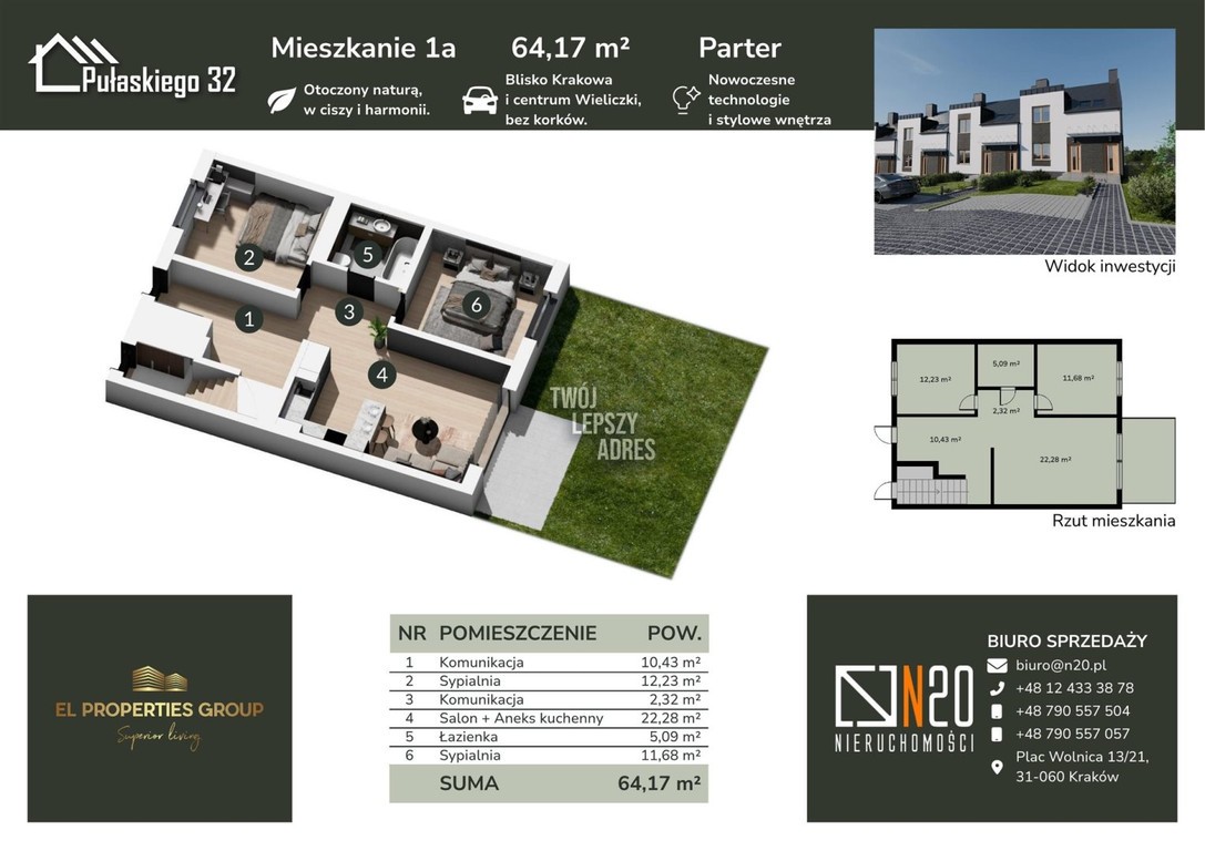 NOWE - 4 pok. mieszkania 63 m², balkon, parking! - Widok 4