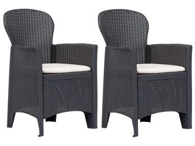 vidaXL Krzesła ogrodowe z poduszkami, 2 szt., brązowe, plastikowe 45600-1