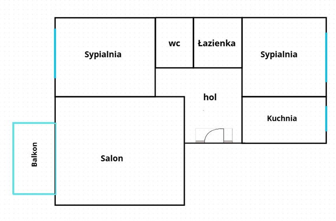 Trzy niezależne pokoje z osobną kuchnią