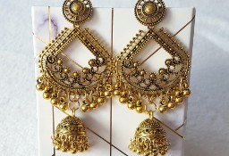 Kolczyki boho złoty kolor łezki krople orient dzwonki bohemian hippie indyjskie