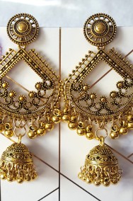 Kolczyki boho złoty kolor łezki krople orient dzwonki bohemian hippie indyjskie-2