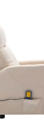 vidaXL Rozkładany fotel masujący, kremowy, tapicerowany tkaniną289835-4