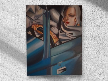 Tamara Łempicka w zielonym Bugatti 35 na 50 cm-1