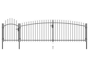 vidaXL Brama ogrodzeniowa z grotami, 5 x 1,75 m, czarna-1