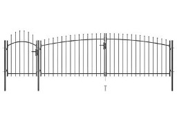 vidaXL Brama ogrodzeniowa z grotami, 5 x 1,75 m, czarna