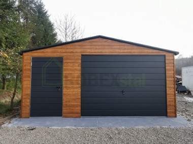 Garaż drewnopodobny na wymiar producent 6x5 6x5,8 6x6 orzech złoty dąb grafit -1