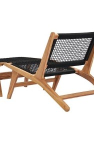 vidaXL Krzesło z podnóżkiem, lite drewno tekowe i sznurekSKU:49368-2
