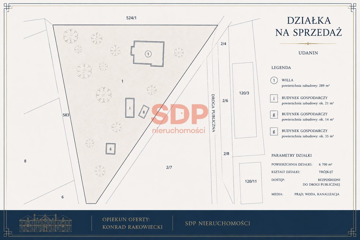 Działka z zabytkowym parkiem w Udaninie, Głównadolnośląskie