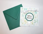 Kartki ręcznie robione HANDMADE kartka na urodziny w zielone liście zielona
