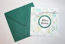 Kartki ręcznie robione HANDMADE kartka na urodziny w zielone liście zielona