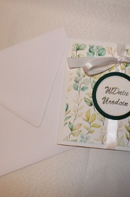 Kartki ręcznie robione HANDMADE kartka na urodziny w zielone liście zielona-2