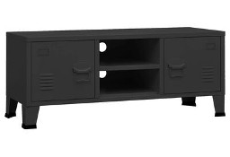 vidaXL Industrialna szafka pod TV, czarna, 105x35x42 cm, metalowa
