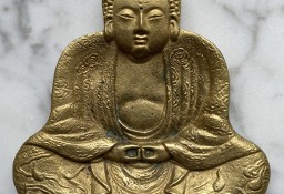 Budda siedzący, mosiężna plakieta, odlew