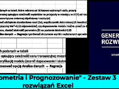 "Ekonometria I Prognozowanie" - Zestaw 3 rozwiązań Excel [EKONOMETRIA] .-1