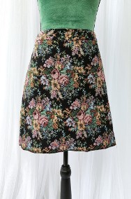 Żakardowa spódnica Papaya XL 42 floral kwiaty retro ciepła róże mini-2