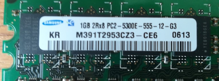 Sprzedam pamięć RAM Samsung 1GB 2Rx8 PC2-5300E-555-12-G3. -1