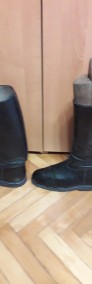 Czarne skórzane buty z cholewami, typu oficerki, na prawidłach-3