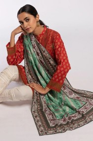 Duża chusta szal dupatta mięta kwiaty bawełna orient hidżab hijab turban pareo-2