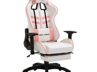 vidaXL Fotel dla gracza z podnóżkiem, różowy, sztuczna skóra20226-1