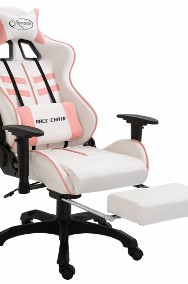 vidaXL Fotel dla gracza z podnóżkiem, różowy, sztuczna skóra20226-2