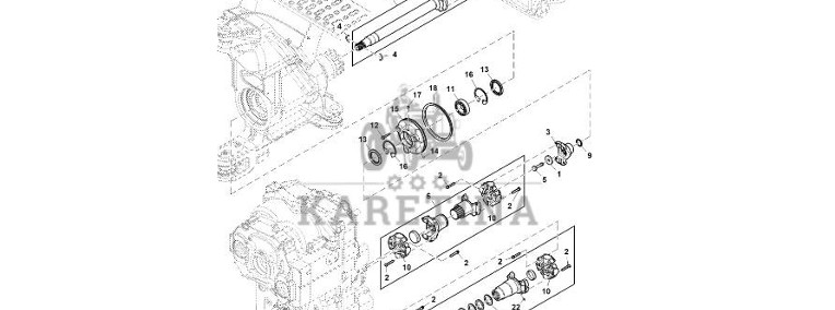 John Deere 9470RX - Uniwersalny wał napędowy RE344346 (Przekładnia Power Shift)-1