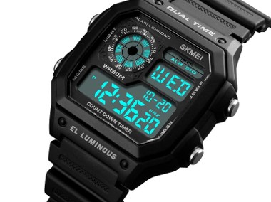 Zegarek elektroniczny Skmei czarny cyfrowy LED sportowy retro vintage nowy-1