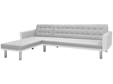 vidaXL Sofa narożna z tkaniny, 218 x 155 x 69 cm, biało-szara244331-1