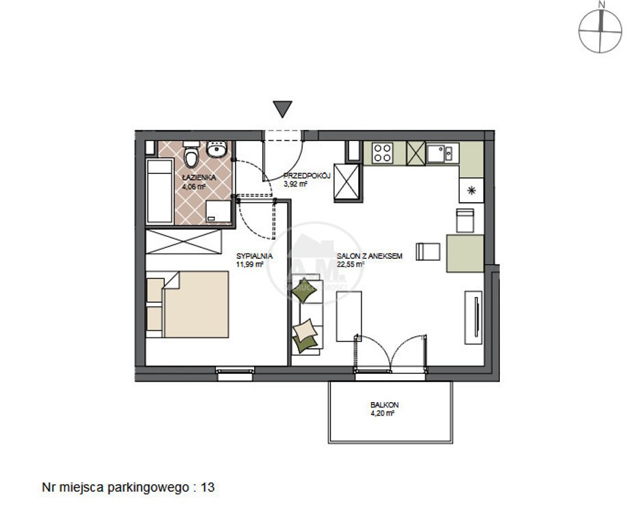Mieszkanie na sprzedaż, 2 pokoje, 41 m², Siechnice