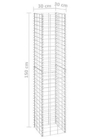 vidaXL Wysokie donice gabionowe, 3 szt., 30x30x150 cm, żelazo-3