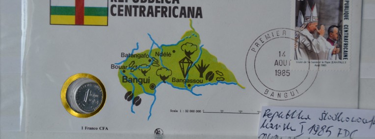 Papież Jan Paweł II Republika Środkowoafrykańska I FDC Wg Ks Chr 70 znaczek 189 -1