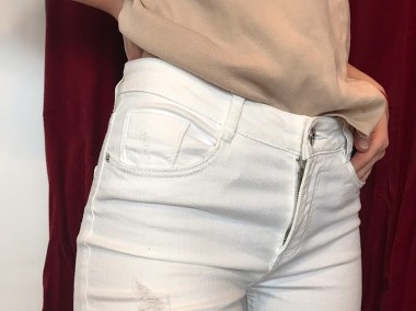 Jeansy H&M Spodnie z wysokim stanem, obcisłe nogawki do kostki-1