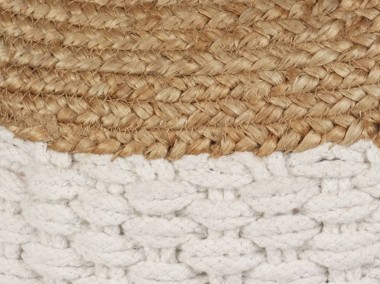vidaXL Puf z dzierganym pokryciem z juty i bawełny, 50x35 cm, biały245095-2