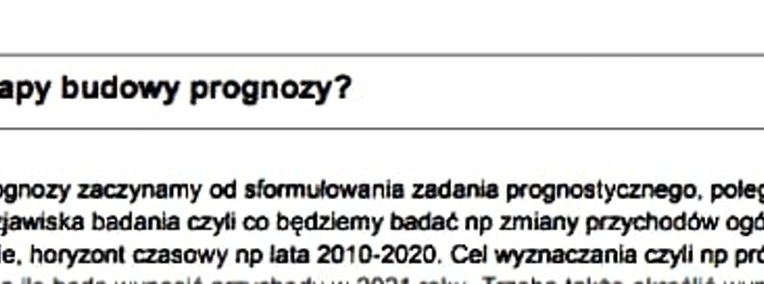 "Opisz etapy budowy prognozy" - Praca zaliczeniowa z dziedziny -.Prognozowanie-1